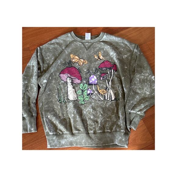 Mushroom Distressed Oversized Sweatshirt - Picture 1 of 3